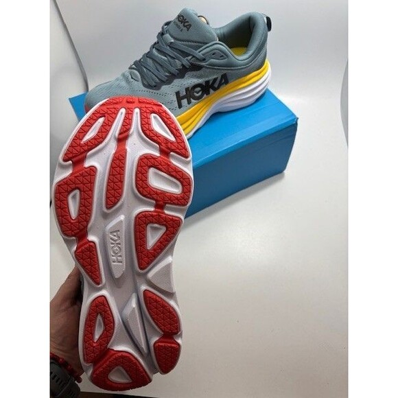 Hoka One One Bondi 8 Men's Size 8.5 D Grey Yellow Athletic Running Sneakers NIB - Picture 4 of 7